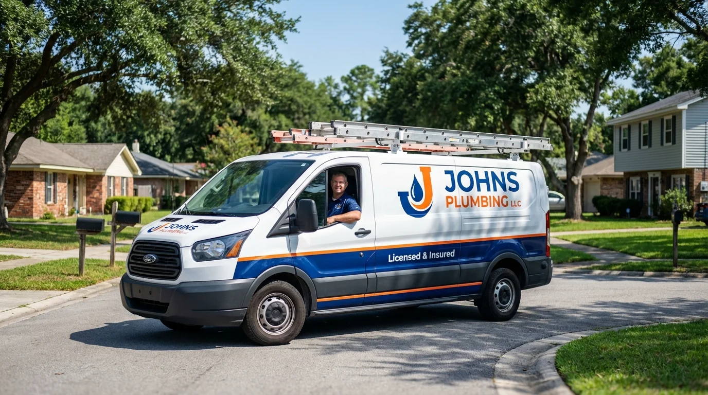 Johns Plumbing LLC service van in Dunn, NC