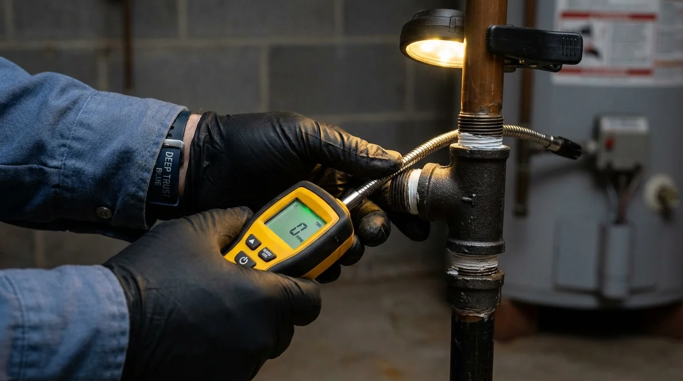 Gas leak detection with electronic sniffer by Johns Plumbing LLC in Dunn