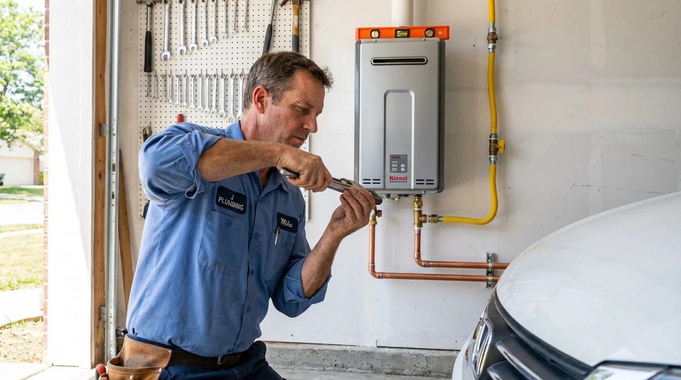 Tankless water heater installation by a Johns Plumbing LLC plumber in Dunn